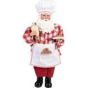 Clayre & Eef Kerstdecoratie Beeld Kerstman 22x19x45 cm Rood Textiel