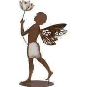 Clayre & Eef Kerstdecoratie Beeld Engel 20x8x36 cm Goudkleurig Metaal