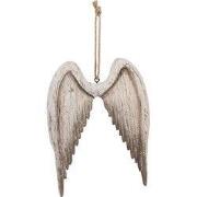 Clayre & Eef Decoratie Hanger Vleugels 20x3x27 cm Wit Bruin Hout