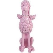 Clayre & Eef Decoratie Beeld Hond Poedel 13x17x33 cm Roze Kunststof
