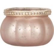 Clayre & Eef Waxinelichthouder Ø 9x6 cm Roze Glas
