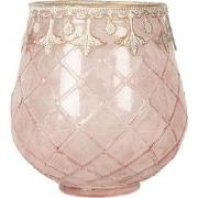 Clayre & Eef Waxinelichthouder Ø 13x14 cm Roze Glas