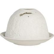 Clayre & Eef Waxinelichthouder Ø 12x8 cm Wit Porselein Huizen