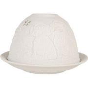 Clayre & Eef Waxinelichthouder Ø 12x8 cm Wit Porselein Honden