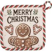 Clayre & Eef Pannenlap 20x20 cm Beige Katoen Gingerbread man