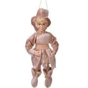 Clayre & Eef Decoratie Hanger Elf 10x8x28 cm Roze Textiel
