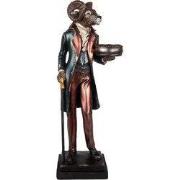 Clayre & Eef Kandelaar Schaap 13x10x35 cm Bruin Kunststof