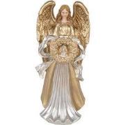 Clayre & Eef Decoratie Beeld Engel 16x13x35 cm Goudkleurig Kunststof