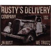 Clayre & Eef Tekstbord Auto 25x20 cm Bruin IJzer