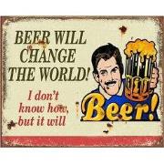 Clayre & Eef Tekstbord 25x20 cm Beige Rood IJzer