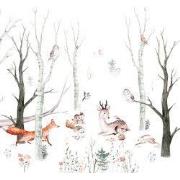Dieren in het bos - Kinderbehang - 292,2 cm x 280 cm - Walloha