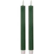 Clayre & Eef LED Dinerkaarsen set van 2 Ø 2x25 cm Groen Wax