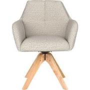 Eetkamerstoel Pete Off-White Houten Swivel - Giga Meubel