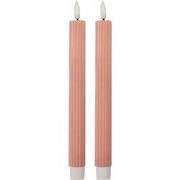 Clayre & Eef LED Dinerkaarsen set van 2 Ø 2x25 cm Roze Wax