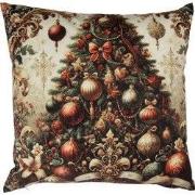 Clayre & Eef Kussenhoes 45x45 cm Beige Polyester Kerstboom
