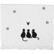 Clayre & Eef Gastendoekje 40x66 cm Wit Katoen Katten