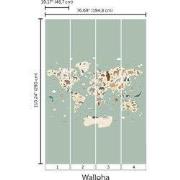 Wereldkaart met dieren - Kinderbehang - 194,8 cm x 280 cm - Walloha