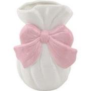 Vase - Bow - Dolomite - White/ Pink - 11x10x16cm