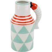 Vase - Jug Fishes  - Mint/White/Orange - 14x11x21,5cm