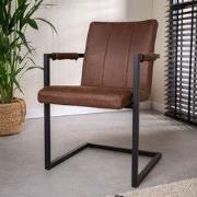 Industriële Eetkamerstoel Bruin Microvezel Jackson - Met Armleuningen