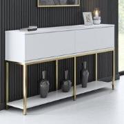 Modern Dressoir Wit Lord  150x30x80 - Gouden Frame - Twee Vakken