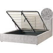 MOISSAC - Bed met opbergruimte - Zwart/Wit - 160 x 200 cm - Gebreid