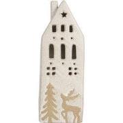 Clayre & Eef Decoratie Huis met LED 9x7x24 cm Beige Keramiek