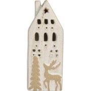 Clayre & Eef Decoratie Huis met LED 7x6x19 cm Beige Keramiek