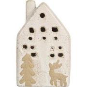 Clayre & Eef Decoratie Huis met LED 6x5x10 cm Beige Keramiek