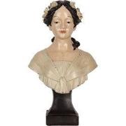 Clayre & Eef Decoratie Beeld Vrouw 18x12x31 cm Beige Kunststof