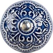 Clayre & Eef Deurknop Ø 4x3 cm Blauw Beige Keramiek