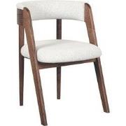 LABEL51 Eetkamerstoel Sasha - Ecru - Boucle - Walnoot Houten Frame