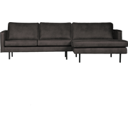 WOOOD Rodeo Chaise Longue Rechts - Eco-leder - Zwart - 85x300x155