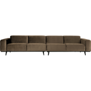 WOOOD Statement 4-Zitsbank XL - Fluweel - Taupe - 77x372x93