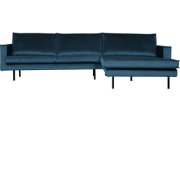 WOOOD Rodeo Chaise Longue Rechts - Velvet - Blauw - 85x300x155