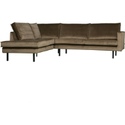 WOOOD Rodeo Hoekbank Links - Velvet - Taupe - 85x266x213
