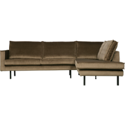 WOOOD Rodeo Hoekbank Rechts - Velvet -  Taupe - 85x266x213