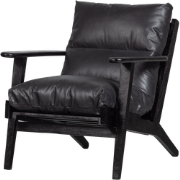 WOOOD Houston Fauteuil - Leer- Zwart - 86x71x71
