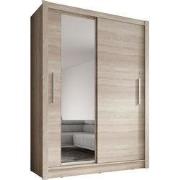 Meubella - Kledingkast Bazarre - Eiken - 155 cm - Met spiegel