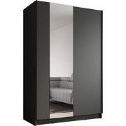 Meubella - Kledingkast Salta - Zwart - 120 cm - Met spiegel