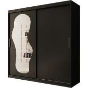 Meubella - Kledingkast Ulysses - Zwart - 200 cm - Met spiegel