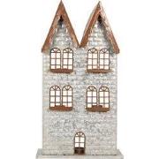 Clayre & Eef Waxinelichthouder Huis 30x13x54 cm Grijs Metaal