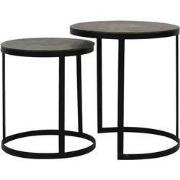 Light&living Bijzettafel S/2 Ø41x46+Ø49x52 cm TRELO antiek brons-zwart