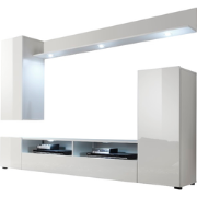 Complete tv-set met glanzend witte fronten - L201 cm