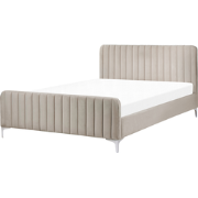LUNAN - Tweepersoonsbed - Taupe - 140 x 200 cm - Fluweel