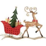 Clayre & Eef Kerstdecoratie Beeld Hert 68x11x50 cm Bruin Metaal