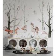 Dieren in het bos - Kinderbehang - 292,2 cm x 280 cm - Walloha