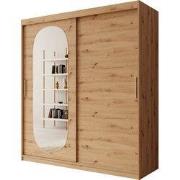 Meubella - Kledingkast Bodhi - Eiken - 180 cm - Met spiegel