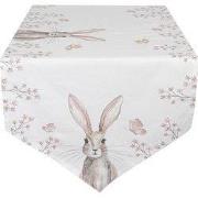 Clayre & Eef Tafelloper 50x160 cm Wit Bruin Katoen Konijn