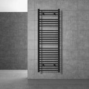 Badkamerradiator Sahara 500x1500 mm zwart mat recht met zijaansluiting...